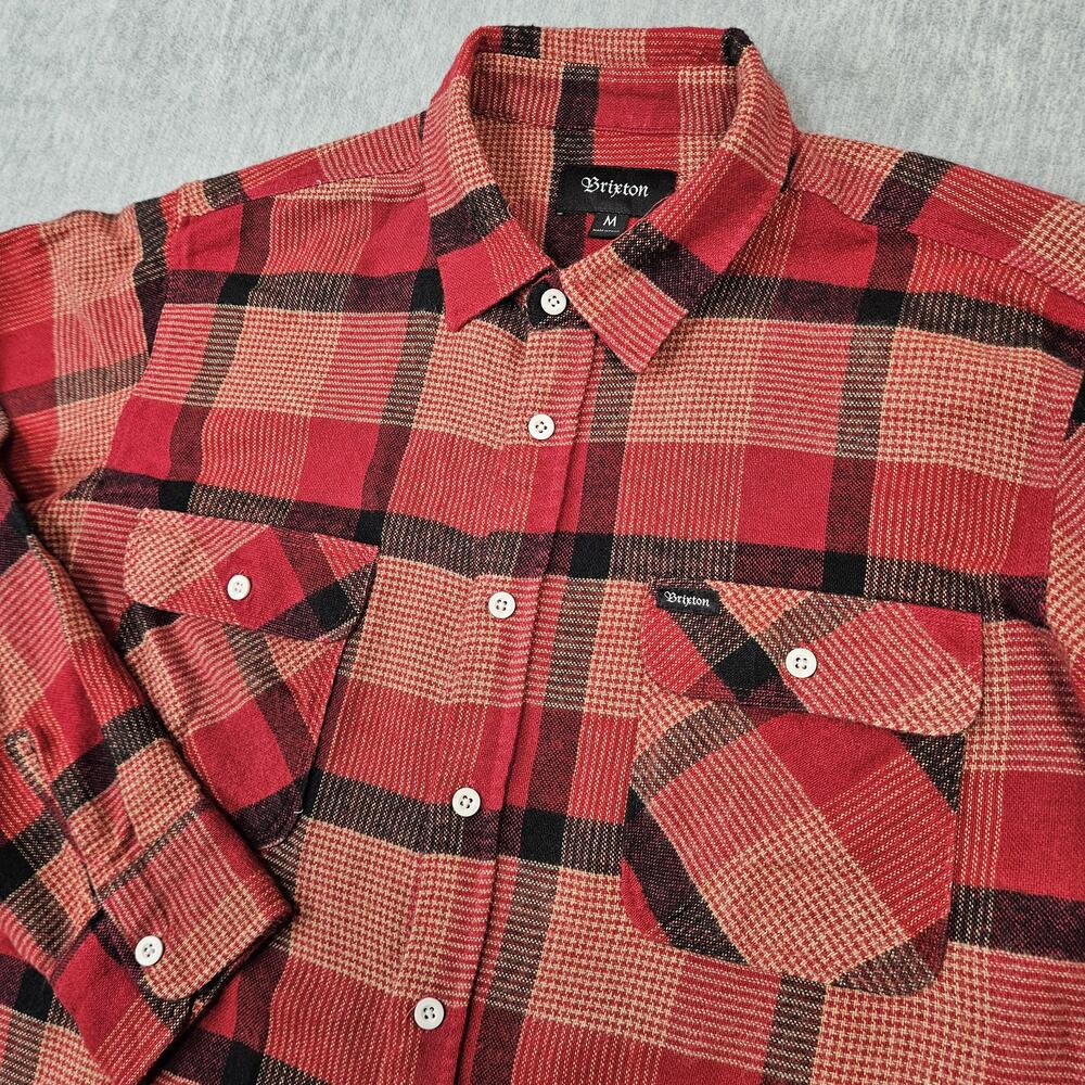 Brixton Shirt Mens Medium Red Plaid Flannel Long Sleeve Button Front Casual